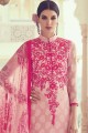 Jacquard Georgette Light Pink Straight Pant Suit with dupatta