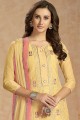 Yellow Cotton Straight Pant Straight Pant Suit with Cotton