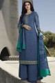 Crepe Palazzo Suit in Blue Crepe
