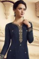 Silk Navy Blue Palazzo Suit in Satin