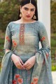 Fashionable Silk Palazzo Suit with Cotton in Grey