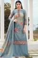 Fashionable Silk Palazzo Suit with Cotton in Grey