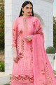 Impressive Pink Cotton Palazzo Suit in Silk