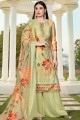Light Green Cotton Palazzo Suit in Silk
