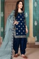 Royal Blue Art Silk Patiala Salwar Patiala Suit in Art Silk
