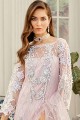 Baby Pink Palazzo Suit in Net