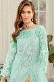 Net Palazzo Pant Palazzo Suit in Sea Green Net