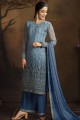 Blue Net Palazzo Pant Palazzo Suit in Net