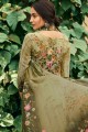 Crepe Palazzo Suit in Olive Green with dupatta