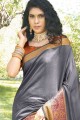 Grey Weaving Khadi & Silk South Indian Saree