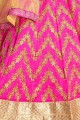 Embroidered Lehenga Choli in Rani Pink Art Silk