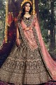 Indian Ethnic Dark maroon Velvet Bridal Lehenga Choli