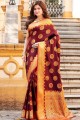 Latest Ethnic Maroon Art Silk Weaving Banarasi Saree with Blouse