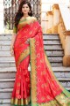 Dark Pink Banarasi Saree in Art Silk with Weaving