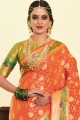 Art Silk Weaving Orange South Indian Saree with Blouse