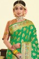 Art Silk Green South Indian Saree in Weaving