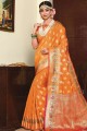 Orange Weaving South Indian Saree in Art Silk