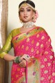 Weaving Art Silk South Indian Saree in Rani Pink