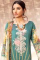 Teal Green Palazzo Suit with Cotton Satin