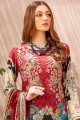 Red Palazzo Suit in Satin with Cotton