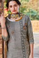 Grey Rayon Rayon Straight Pant Suit with dupatta
