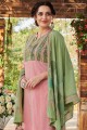 Silk Baby Pink Straight Pant Suit with dupatta