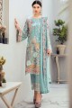 Sky Blue Georgette Palazzo Suit with dupatta