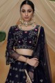 Net Lehenga Choli with Embroidery in Navy Blue with Net Dupatta