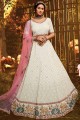White Lehenga Choli in Embroidered Georgette with Net Dupatta
