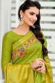 Silk Weaving Parrot Green Banarasi Saree with Blouse