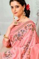Light Pink Banarasi Saree with Weaving Silk