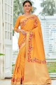 Musterd Yellow Silk Weaving Banarasi Saree with Blouse