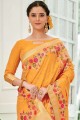 Musterd Yellow Silk Weaving Banarasi Saree with Blouse