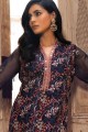 Georgette Navy Blue Palazzo Suit with dupatta