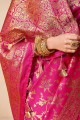 Banarasi Saree in Dark Pink Silk with Weaving