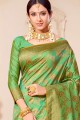 Silk Weaving Light Green Banarasi Saree with Blouse
