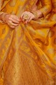 Musterd Yellow Banarasi Saree in Weaving Silk