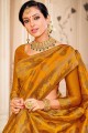 Musterd Yellow Banarasi Saree in Weaving Silk