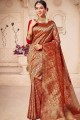 Red Banarasi Saree in Silk with Weaving