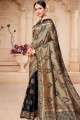 Silk Banarasi Saree in Black with Weaving