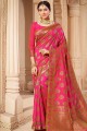 Silk Rani Pink Banarasi Saree in Weaving