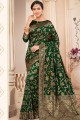 Weaving Silk Banarasi Saree in Dark Green