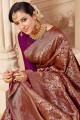 Silk Purple Banarasi Saree in Weaving