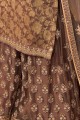 Silk Sharara Suit with Jacquard in Brown