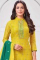 Adorable Silk Yellow Churidar Suit dupattta