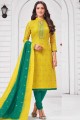 Adorable Silk Yellow Churidar Suit dupattta