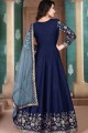 Silk Royal Blue Anarkali Suit in Silk