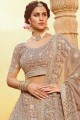 Pastel Brown Georgette Lehenga Choli with Embroidery