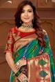 Multicolor Jacquard & Silk Embroidered South Indian Saree with Blouse