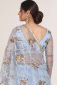 Net Lehenga Choli in Sky Blue with Embroidery